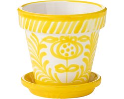 J-Line Granada handgemaakte bloempot keramiek geel Ø21 cm