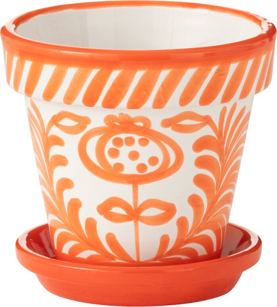 J-Line Granada handgemaakte bloempot Ø21 cm oranje