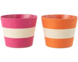 J-Line Papieren Bloempot Set 2x Ø21,5 cm Roze/Oranje