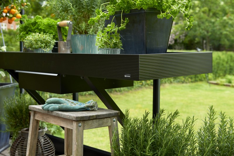 Juliana kweektafel 213x52 cm - zwart aluminium frame
