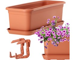 KADAX Bloembak 40 cm Terracotta met Onderstel, Balkon
