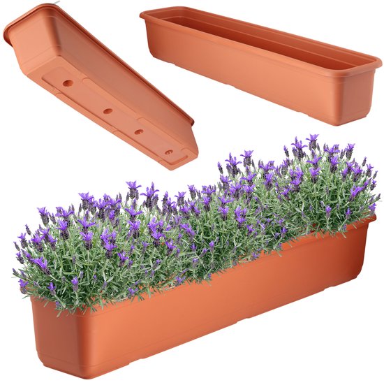 KADAX Balkonbak 80 cm Terracotta - Kunststof Plantenbak