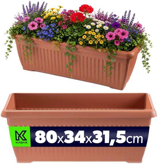 KADAX Terracotta kunststof plantenbak 80x34x32 cm