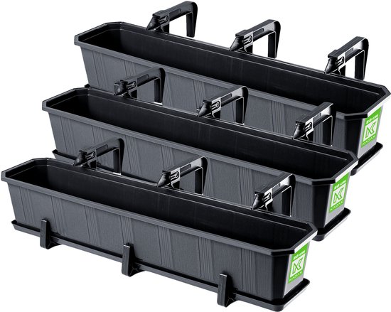 KADAX Balkonbak Set 3x80 cm Antraciet – Duurzame Plantenbak
