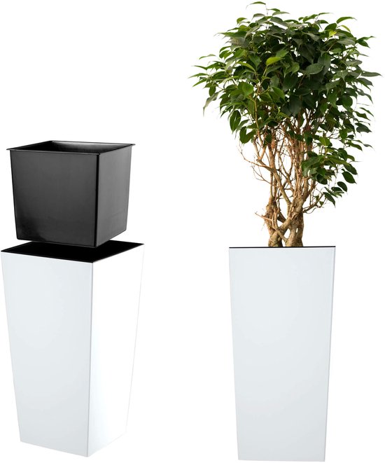 Kadax kunststof plantenbak 68 cm imitatierotan mat wit