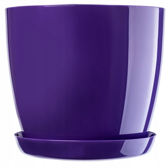 Kadax kunststof plantenpot met onderschotel Ø16 cm - paars