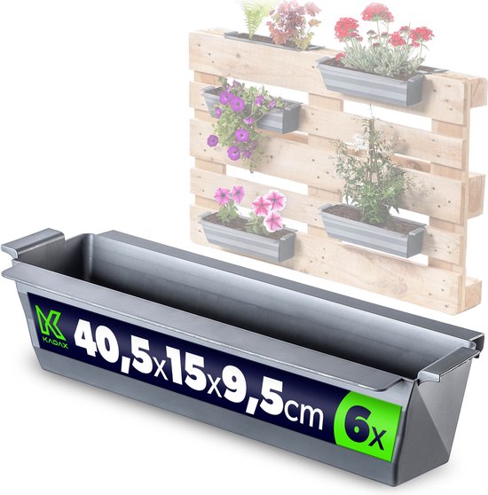 KADAX Bloempotten K1 voor Europallets - Set van 6 Zilver