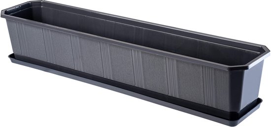 KADAX 80cm Plantenbak Rechthoekig met Onderzetter Antraciet