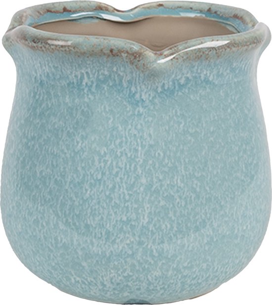 Blauwe keramische bloempot 12 cm – rustieke binnenpot