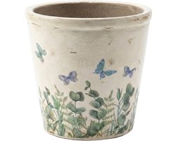 Keramieken Bloempot Ø21 cm - Blauw Vlindermotief