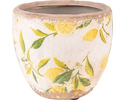 Keramische Bloempot Binnen 12 cm - Geel Citroenmotief