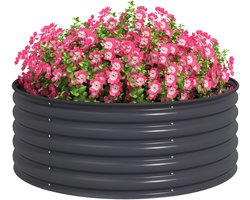 Verhoogde gegalvaniseerde plantenbak 120x120x43 donkergrijs