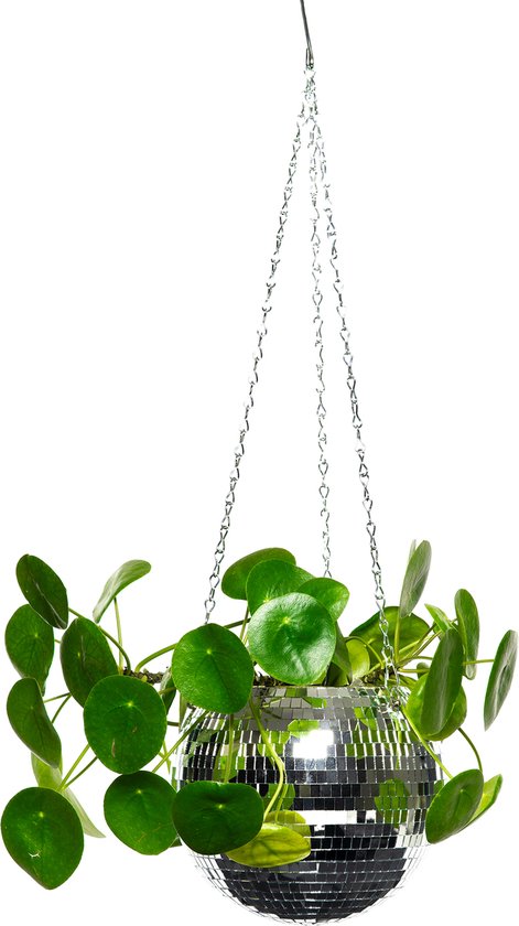 Discobal hangpot Ø15 cm met spiegeltjes en ketting