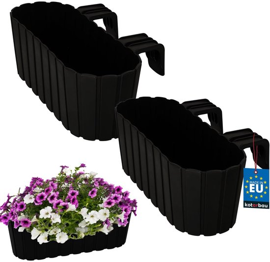 KOTARBAU PVC balkonbak 40x15x15 cm Antraciet met houder