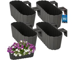Set van 4 KOTARBAU Ovale Balkonbakken PVC 40x15x15 cm Grijs