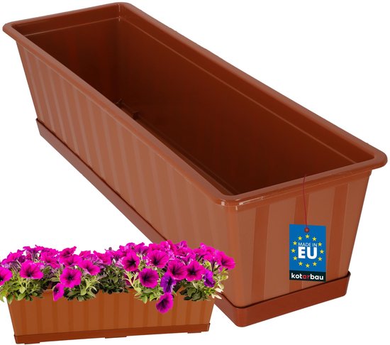 KOTARBAU Balkonbak 60x18x14 cm Terracotta incl. schotel