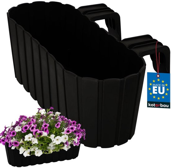 KOTARBAU PVC Balkonbak met Houder 40x15x15 cm Antraciet