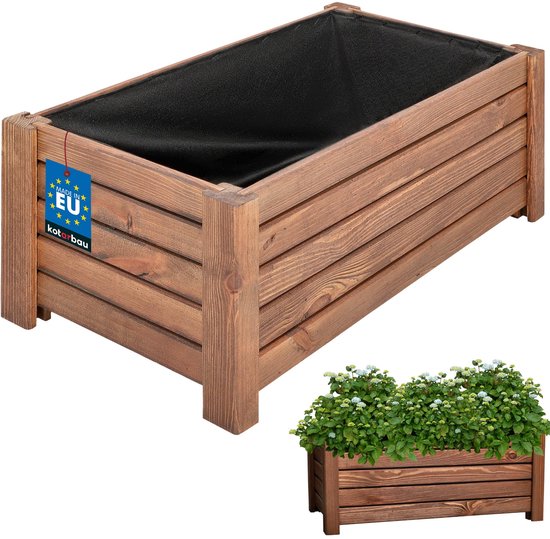 KOTARBAU Houten Plantenbak 60x33x25 cm - Grenen met Vlies