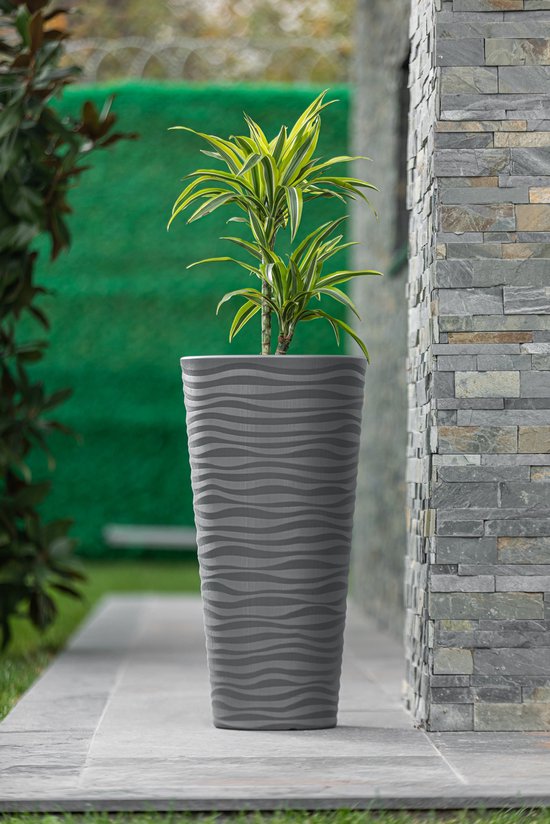 Hoge ronde plantenbak 80 cm antraciet - binnen & buiten