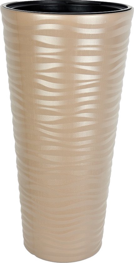 Ronde hoge sierpot 57 cm taupe - binnen & buiten