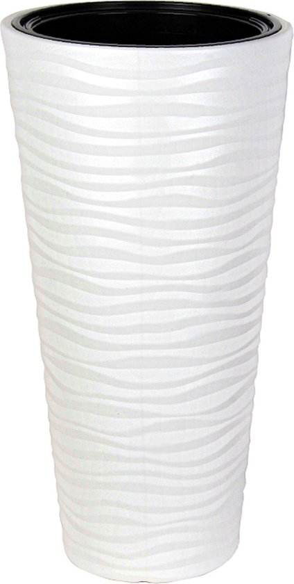 Witte hoge ronde plantenbak 80 cm - binnen & buiten