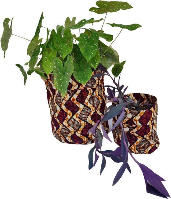 Katoenen plantenzak 16x16 cm - Handgemaakt Ghana duurzaam