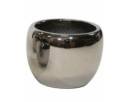 Bloempot Emperor Belly Rond Zilver Ø28xH24 cm Glanzend