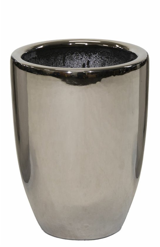 Bloempot Emperor Hoog rond zilver glans 26x35 cm