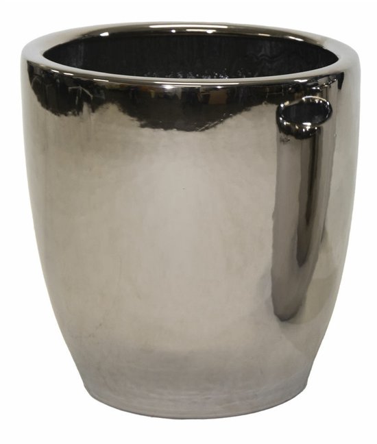 Mega Collections Bloempot Emperor 39x42 cm zilver glans