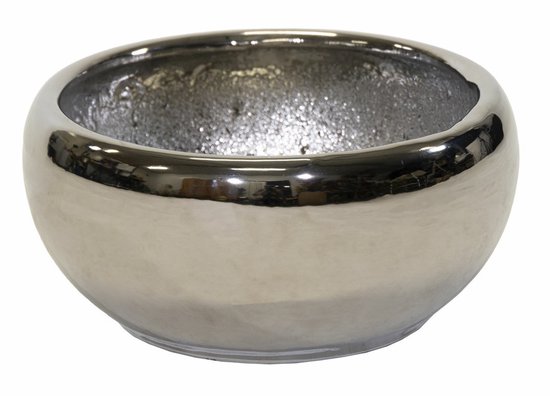 Mega Collections Bloempot/schaal Emperor Ø41xH19 cm Zilver