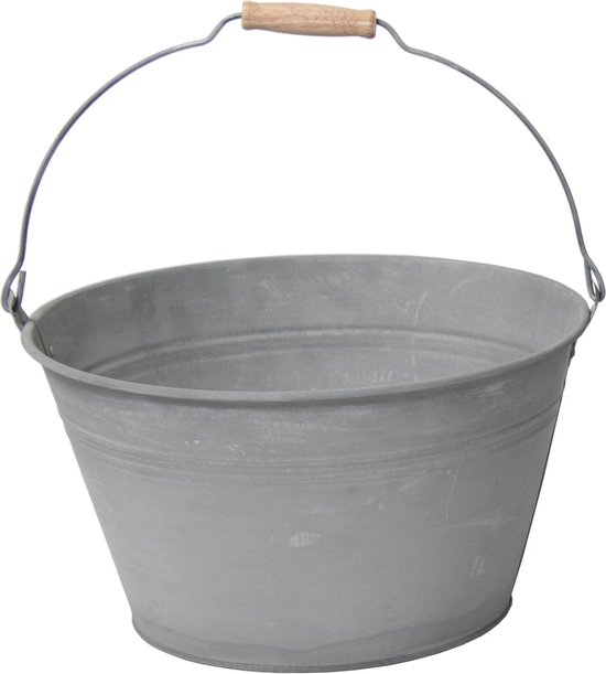 Zinken bloempot 27x15 cm - grijs | Mega Collections