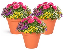 Mega Collections Set 3 kunststof bloempotten Oranje 20×17cm