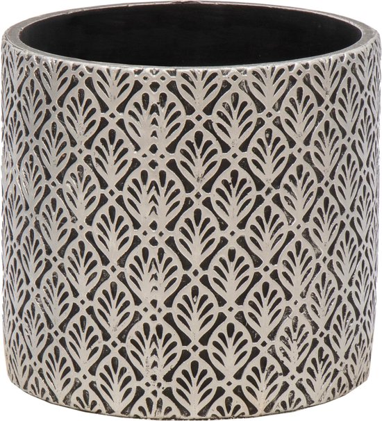 Keramische Bloempot Antraciet-Zilver 11x10 cm