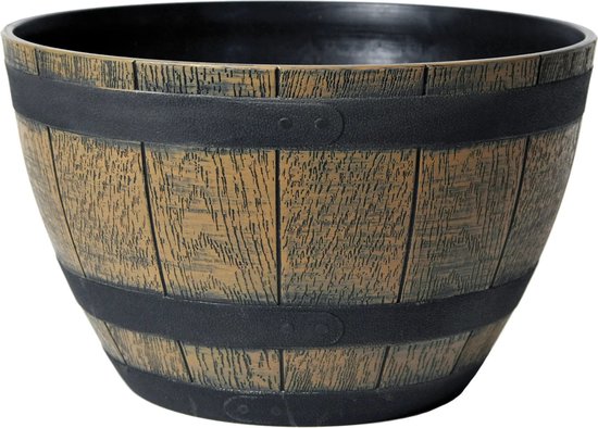 Mega Collections Ronde kunststof bloempot bruin 33x21 cm