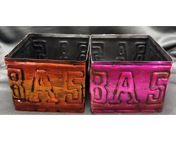 Set metalen plantenbakjes letters & cijfers, roze/oranje