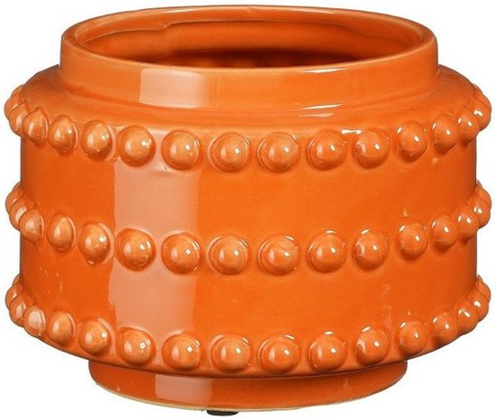 Mica Decorations gebobbelde bloempot Boaz oranje 13×17 cm