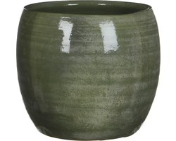 Keramische bloempot groen glanzend 24x22 cm - Mica