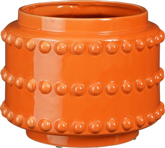 Mica Decorations Boaz gebobbelde bloempot oranje 19x22 cm