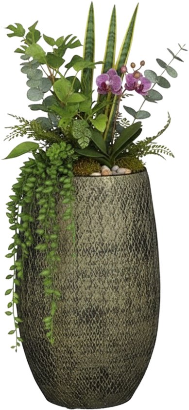 Madeira Hoog model bloempot 30x50 cm groen/terracotta