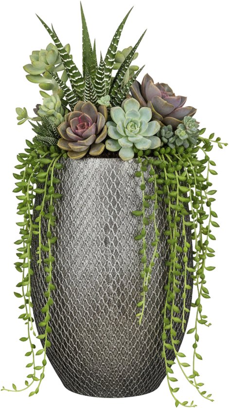 Mica Madeira hoge plantenpot 30x50 cm - zilver/terracotta
