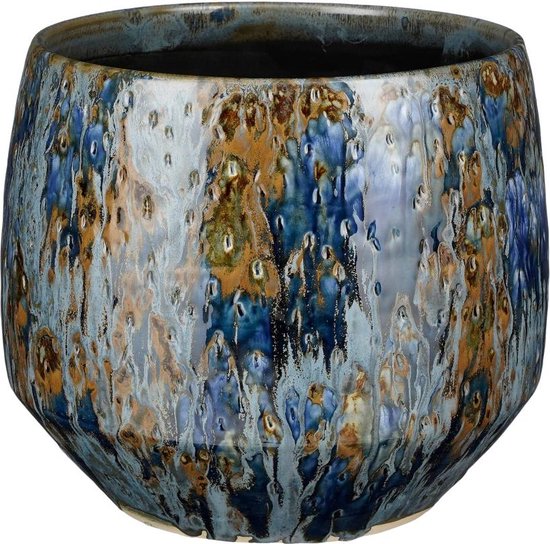 Mica Decorations Harris bloempot 25x25x22 cm keramiek blauw