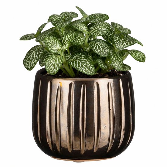Mica Decorations Keramische Bloempot Pablo Brons 14x12cm