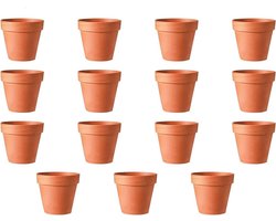 Set van 15 mini terracotta bloempotjes 5,5 x 5 cm