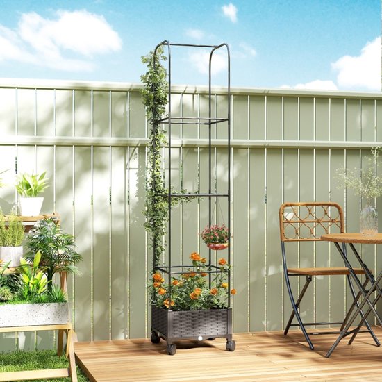 MODFU Verrijdbare Zelfwaterende Plantenbak met Klimrek