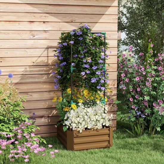 Verhoogde Plantenbak met Klimrek - Balkon/Tuin 61x61x140 cm