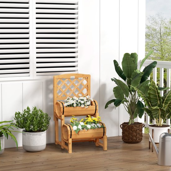 Verhoogde Houten Plantenbak met Klimrek voor Tuin & Balkon