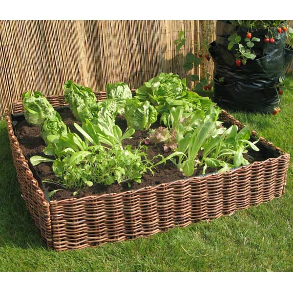 Duurzame wilgen moestuinbak 100x100x20 cm