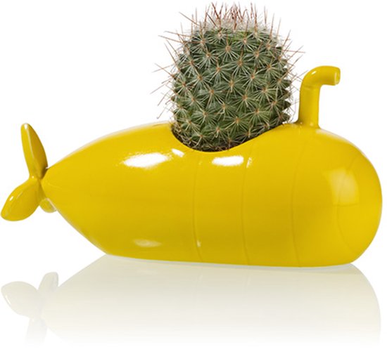 Kleine gele onderzeeër bloempot voor planten