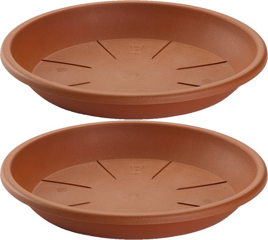 Set 2x Terracotta kunststof potonderzetters Ø40 cm