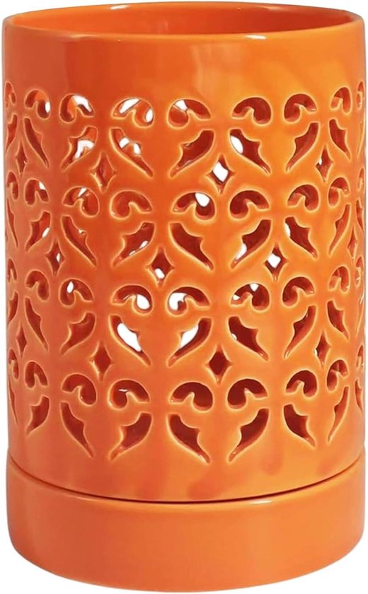 Orchideeënpot 14x10 cm met schotel en drainage - Oranje